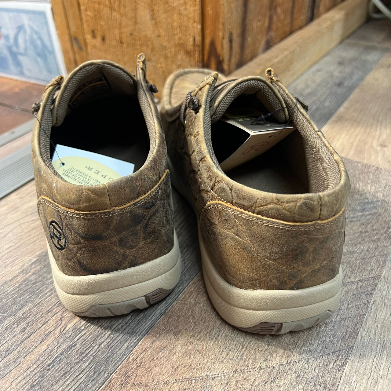 Roper Men's Turtle Embossed Brown Slip On Shoe - Stockyard Style