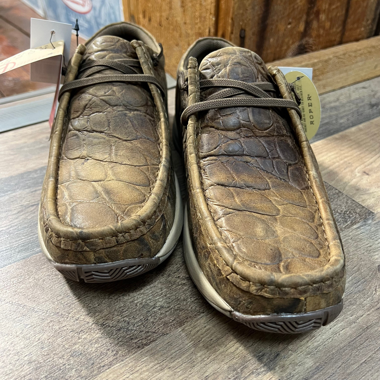 Roper Men's Turtle Embossed Brown Slip On Shoe - Stockyard Style
