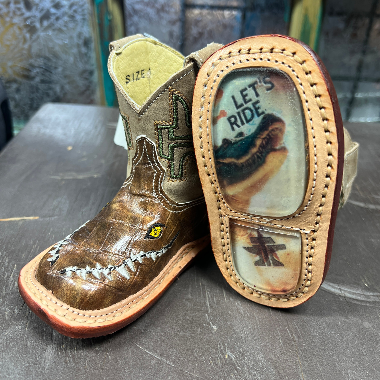 8 Second Ride Infant Boot Tin Haul Infant Brown Baby Al O' Gator Let's Ride Boot - Stockyard Style