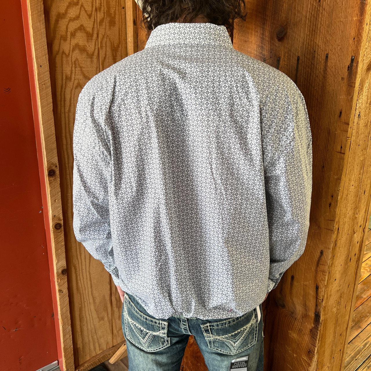 Panhandle Men's White Squared Long Sleeve Snap Shirt - Stockyard Style