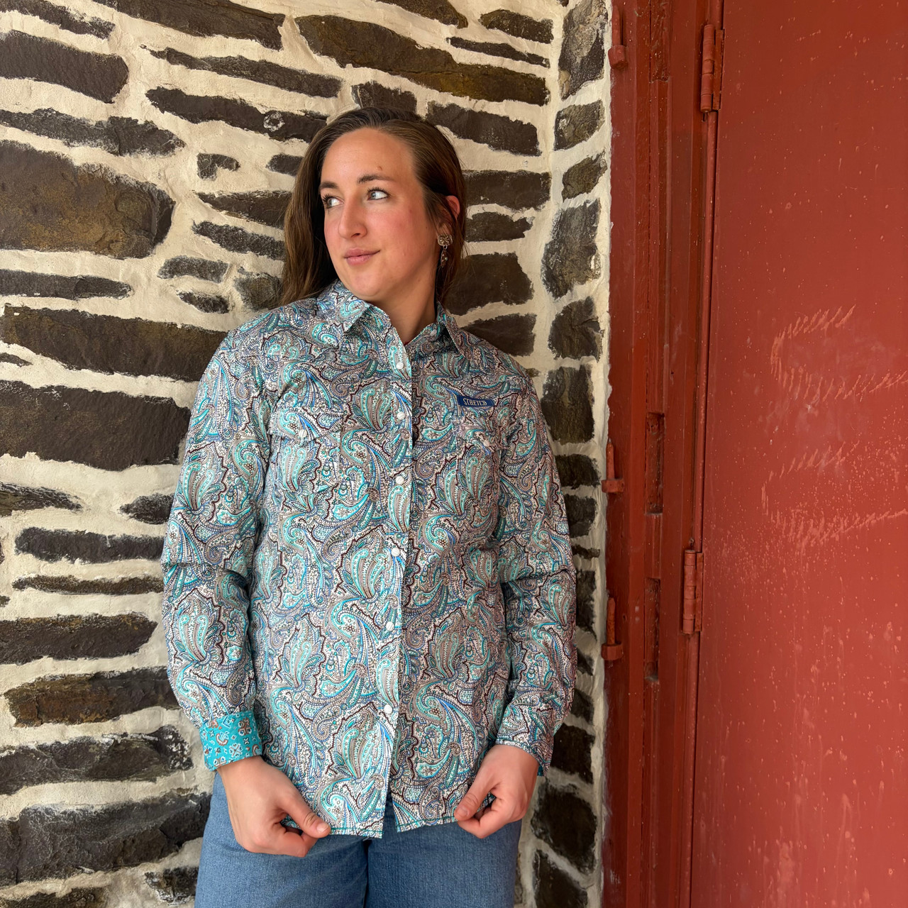 marka マーカ 23SS SILK POCKET SHIRT PAISLEY Panhandle Ladies Peacock Paisley Long Sleeve Snap Shirt