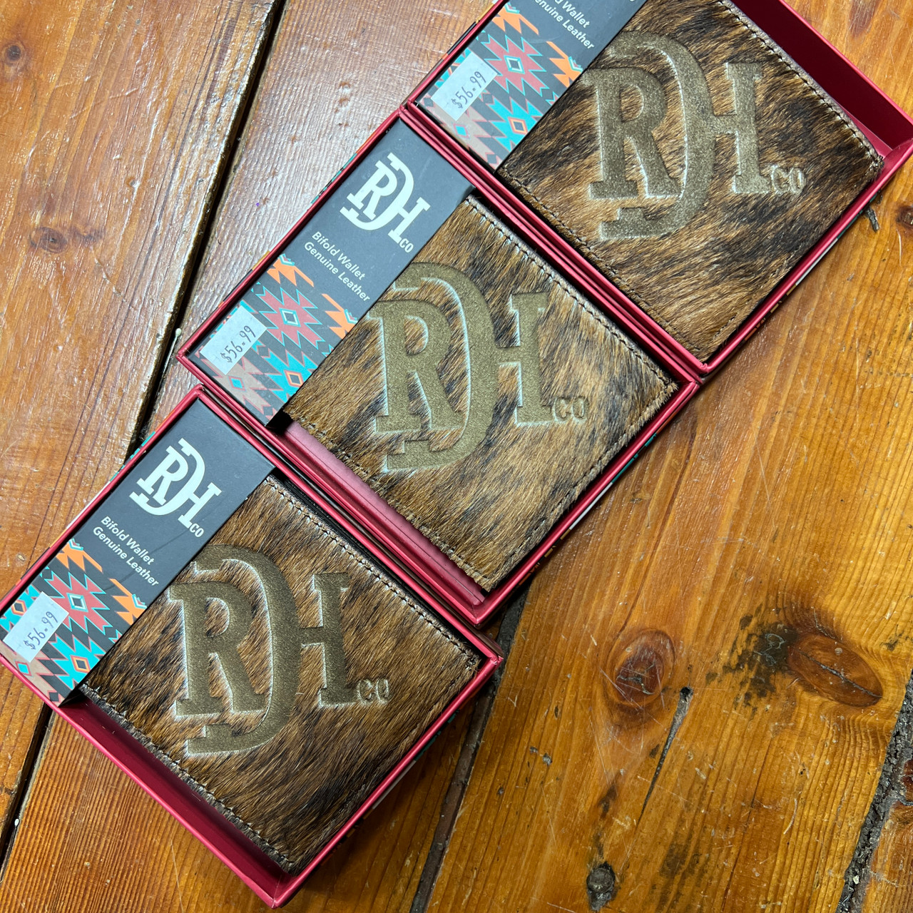 Red Dirt Hat Co Wide Brindle Hide Bifold Wallet - Stockyard Style