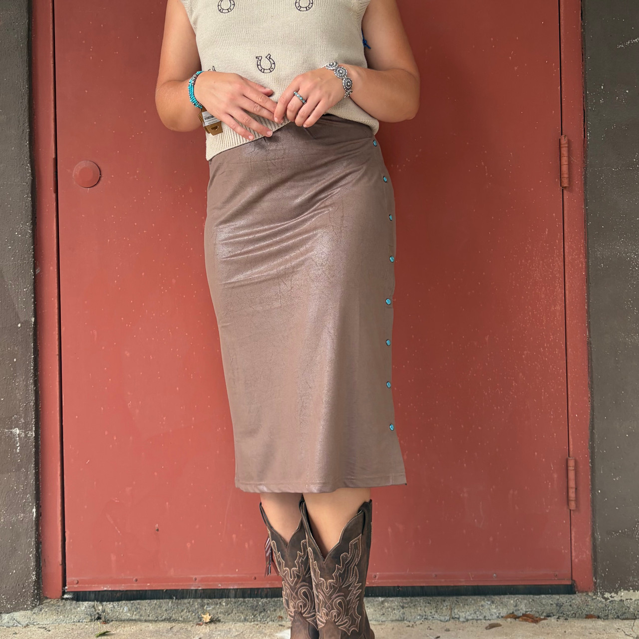 2 Fly Co Women's Slit Decisions Chocolate Skirt - Stockyard Style