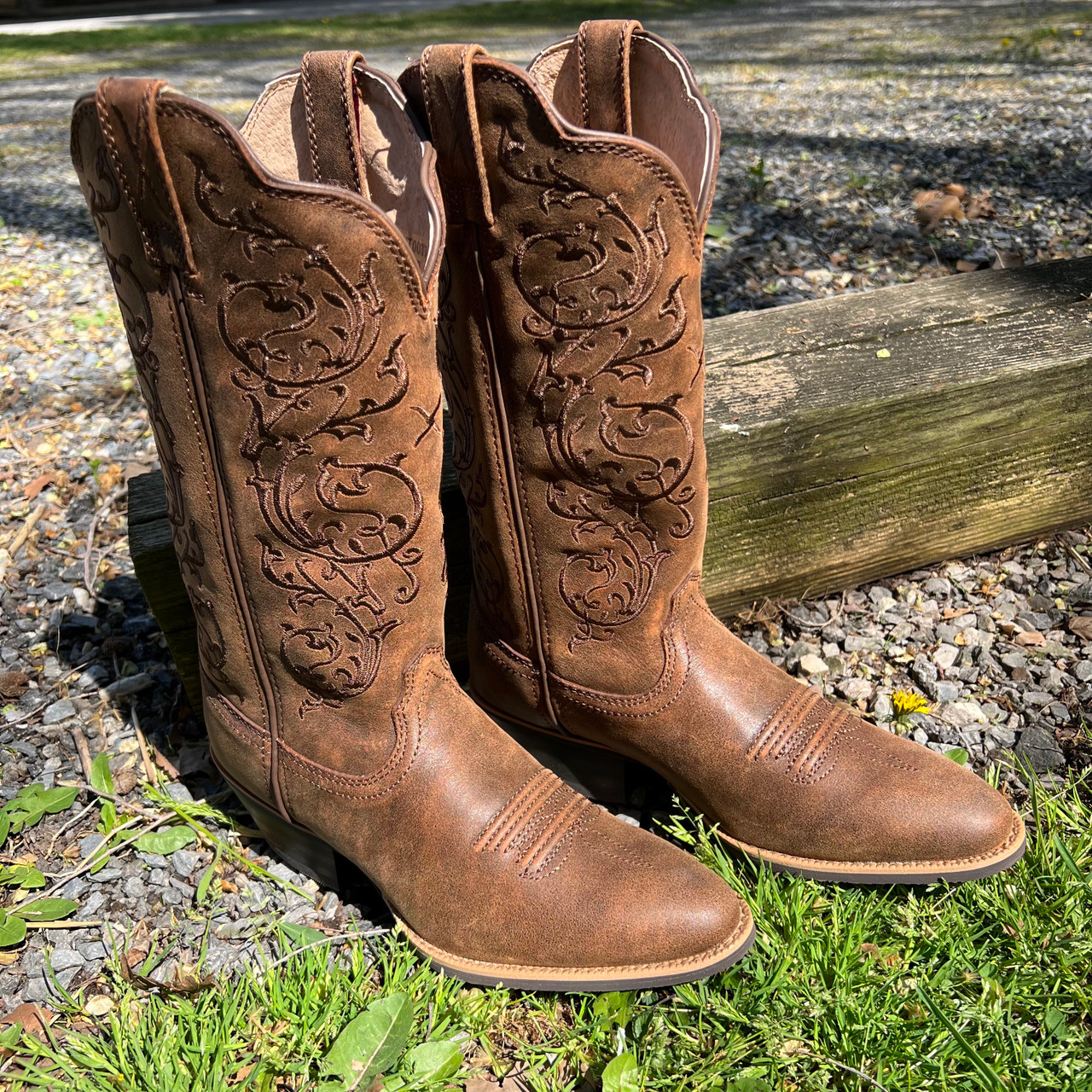 Twisted X Ladies Brown Floral Embroidered Round Toe Boot WWT0037
