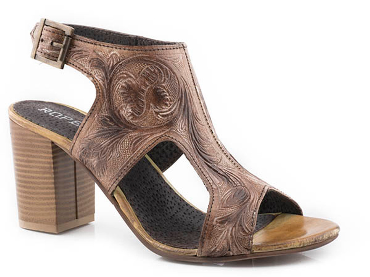 Roper Women's Beige Tooled Mika II Sandal Heels 09-021-0946-3064