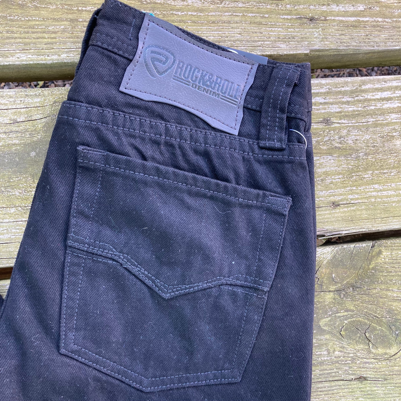 Rock & Roll Men's Black Revolver Slim Straight Leg Jeans