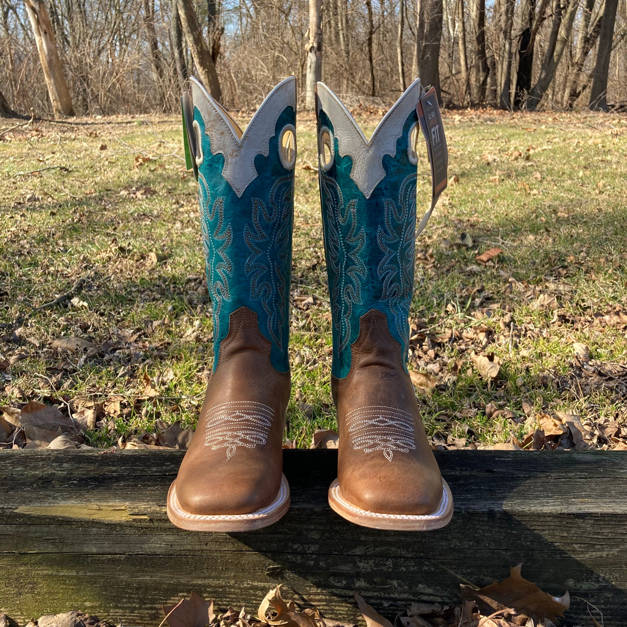 Blue Cowgirl Boots Square Toe