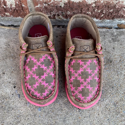 Twisted X Pink Barbed Wire Baby Mocs ICA0037