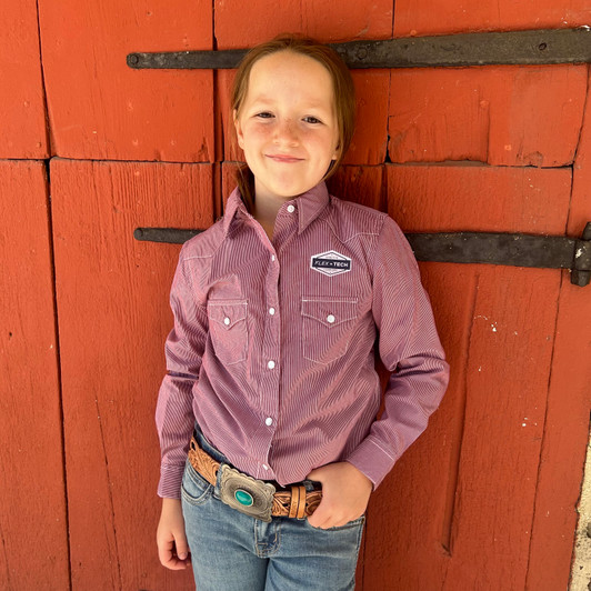 Panhandle Girl's Burgundy Long Sleeve Snap Shirt RGN2S03186