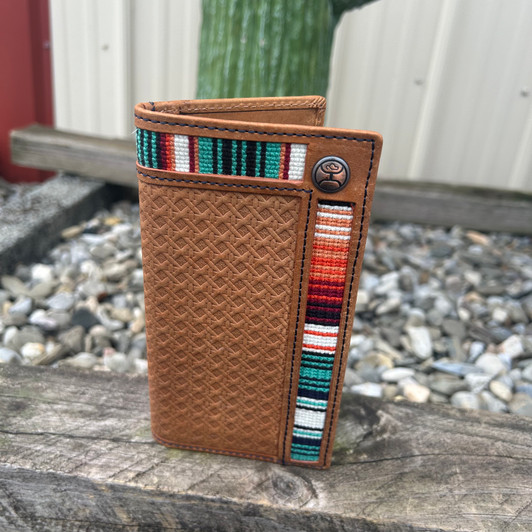 Hooey Tarlo Basket Weave Rodeo Wallet with Embroidered Serape Accent HW022-TNSP