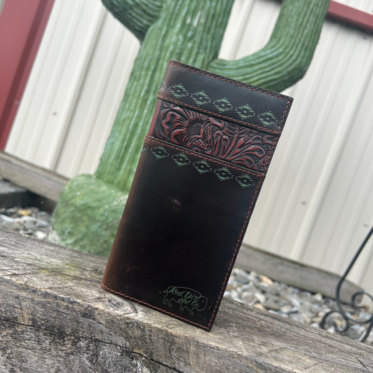 Red Dirt Rodeo Wallet Tooled Accent with Turquoise Design