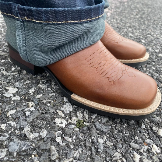 Roper Little Kids Tan Basic Leather Square Toe Boot 09-018-0911-3353 TA