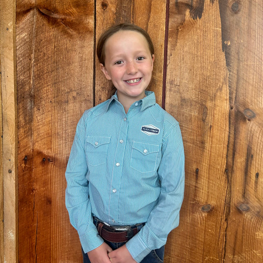 Panhandle Girl's Turquoise Striped Long Sleeve Snap Down RGN2S04582