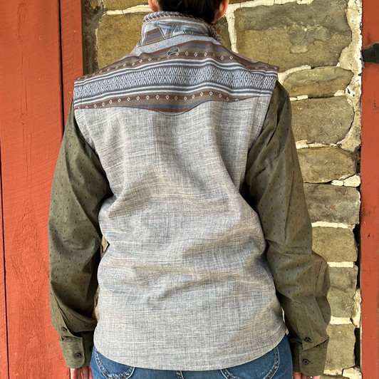 Hooey Men's Grey and Brown Aztec Soft Shell Vest HV104AZGY