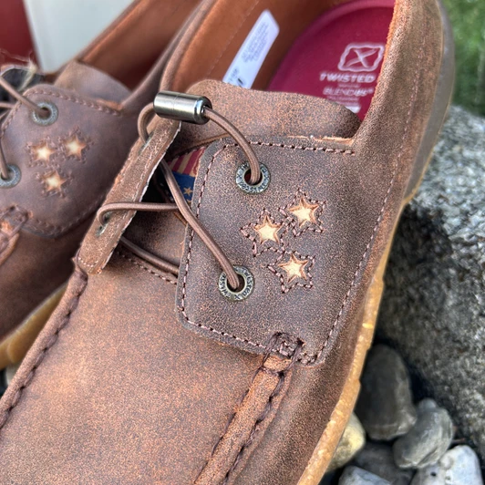 Twisted X Women's Brown & Cream Stars Boat Shoe Driving Moc WDM0159