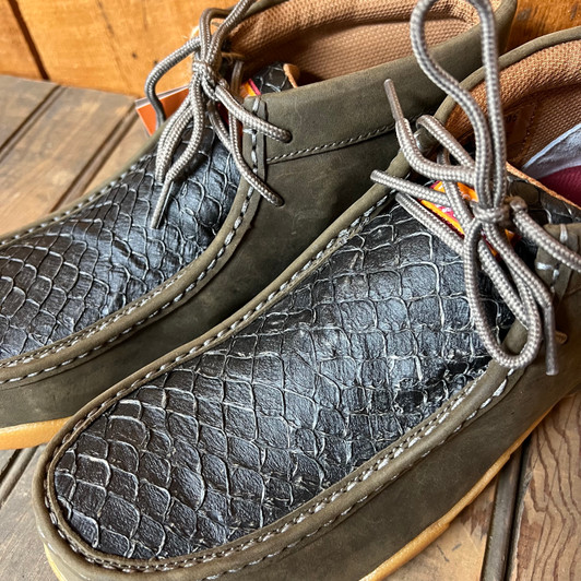 Twisted X Men's Black and Shitake Fish Scale Nano Toe Work Driving Moc MDMNT05