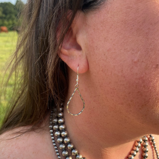 Sterling Silver Etched Teardrop Earrings SW-102