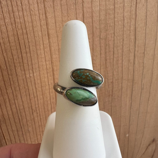 Sterling Silver Mixed Green Turquoise Wrap Ring IN-103