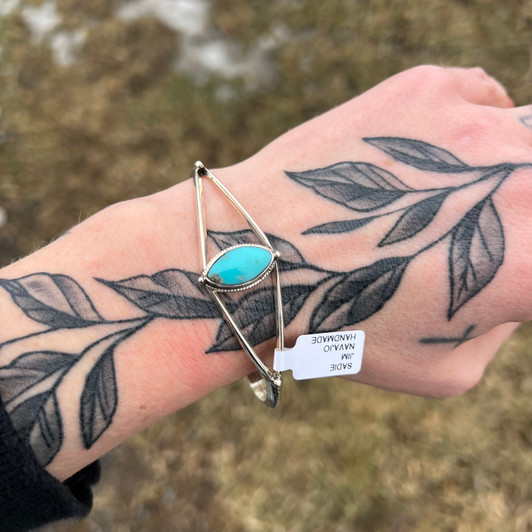 Kingman Turquoise Petal Cuff Bracelet by Sadie Jim IN-105