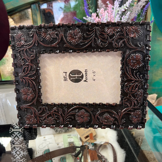 Paseo Road Laced Edge/Tooled Faux Leather 4"x6" Picture Frame WD1000-46-OC