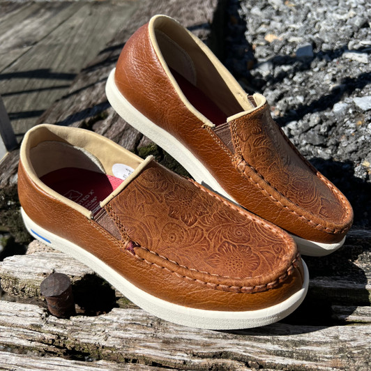 Twisted X Women's Ultra Light Floral Cashew Slip On Moc WBX0006