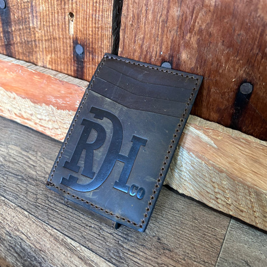 Red Dirt Hat Co. Distressed Brown Leather Card Case with Magnet Clip