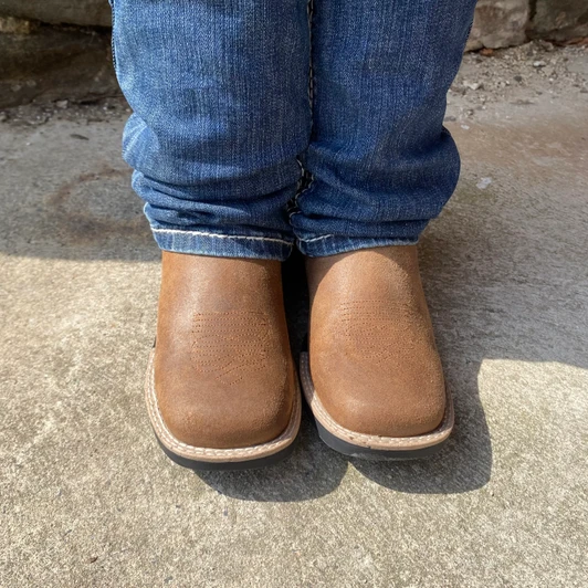 Roper Big Kid's Tan Oiled Suede Monterey Square Toe Boot 09-119-0911-3313 TA