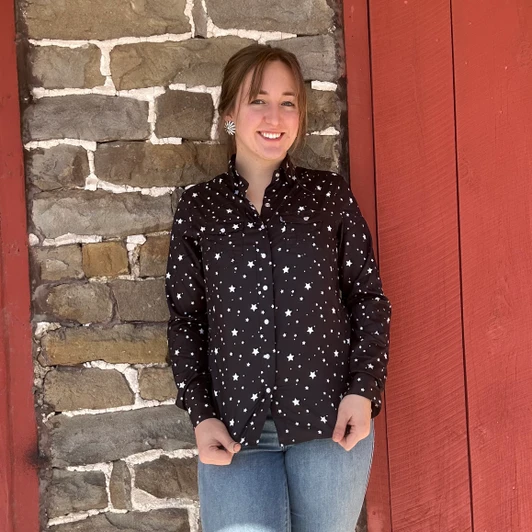 Hooey Ladies Sol Black Star Pattern Snap Shirt HT1867BKWH