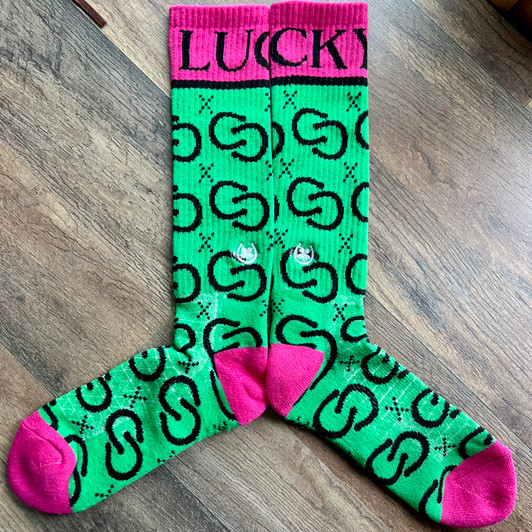 Lucky Chuck High Maintenance Cowgirl Kelly Green/Pink Performance Socks LC12-12177