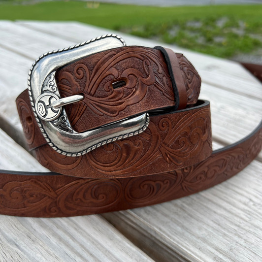 Heritage Leathers Brown Diamond Pattern Belt 2422