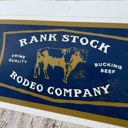 Hooey Rank Stock Blue / Mustard / White Rectangle Sticker ST1008BLMU