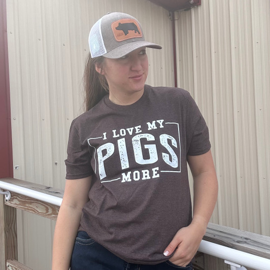 I Love My Pigs More Heather Brown Graphic Tee
