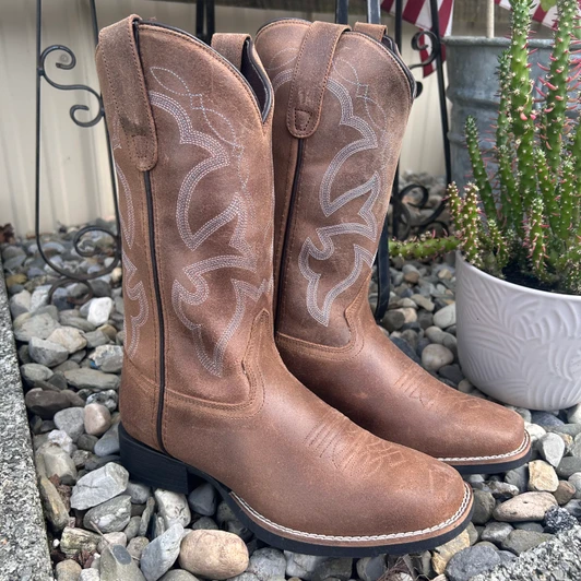 Roper Men's Tan Oiled Suede Monterey Square Toe Boot