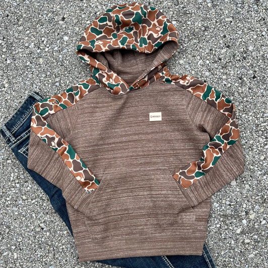 Hooey Youth Canyon Shitake Brown Hoodie with Duck Camo Pattern HH1330BRCA-Y