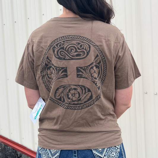 Hooey Ladies Concho Shitake Brown Crew Neck Tee