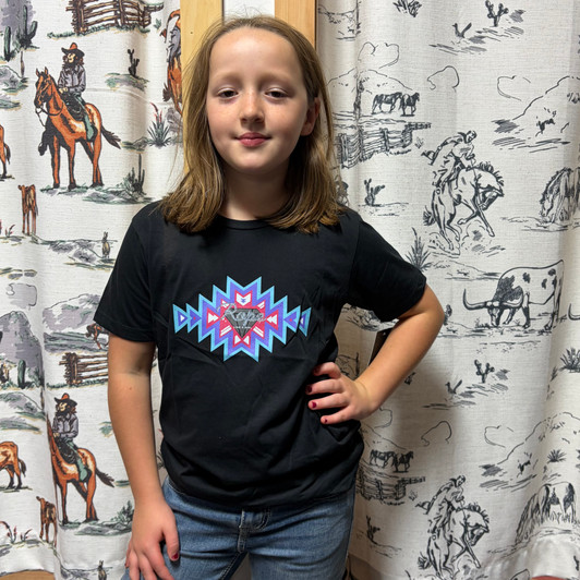 Hooey Girl's "Rope Like A Girl" Black & Aztec Tee