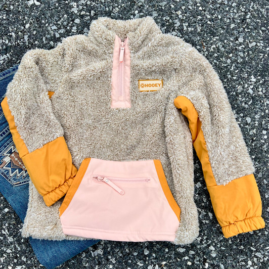 Hooey Girl's Cream with Yellow and Pink Detailing Fleece Pullover