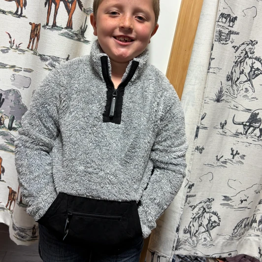 Hooey Youth Grey and Black Fleece Pullover
