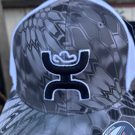 Hooey "Bass" Black and White Flexfit Hat 2155GYWH