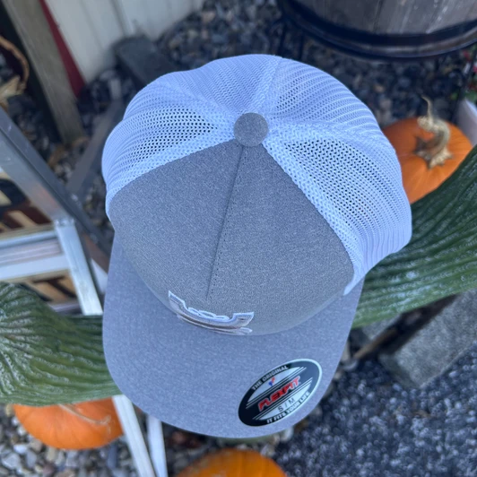 Hooey "Coach" Grey and White Flexfit Hat