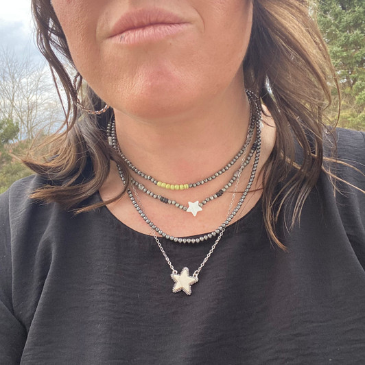 Tiny Green and Faux Navajo 16" Choker Necklace