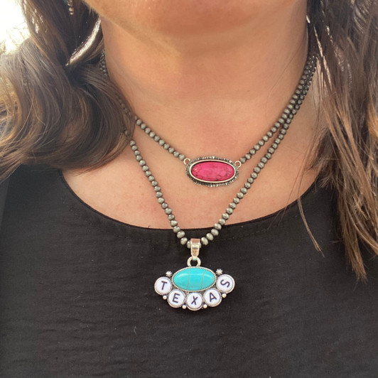 Faux Navajo Necklace with Texas Charm
