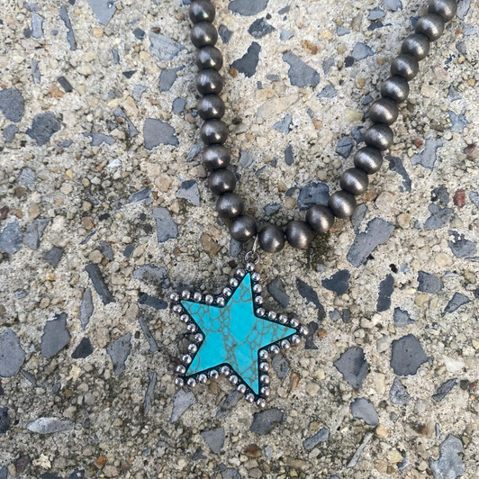 Faux Navajo Necklace with Turquoise Star Charm