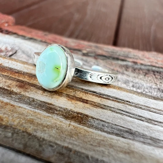 Stackable Natural Oval Paloma Stone Sterling Silver Adjustable Ring