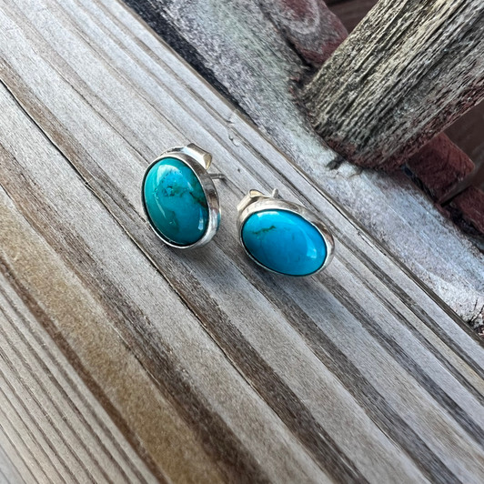 Genuine Turquoise and Sterling Silver Studs