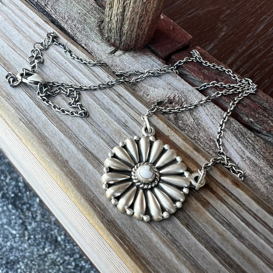 Handmade Sterling Silver White Buffalo Stone Necklace
