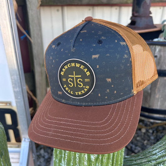 STS Ranch Willy Black Bull Pattern & Tan Hat STS25037