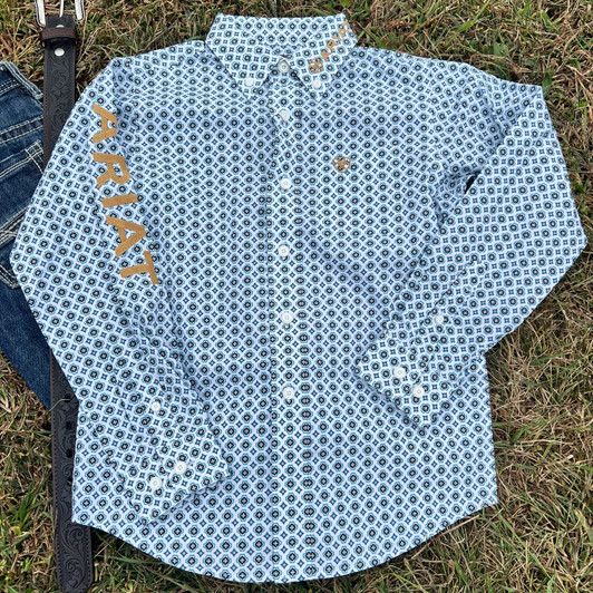 Ariat Boy's Blue/Brown Team Franklin Classic Fit Shirt 10058719