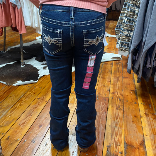 Rock & Roll Girl's Dark Wash Pleather Embroidered Bootcut Jeans BG4MD07397