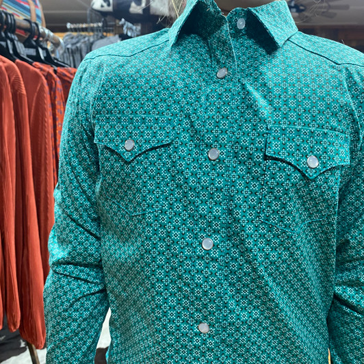 Panhandle Girl's Turquoise Long Sleeve Snap Shirt RGN2S07107